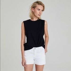 AG- The Hailey ex boyfriend roll-up short in white, size 26, white.